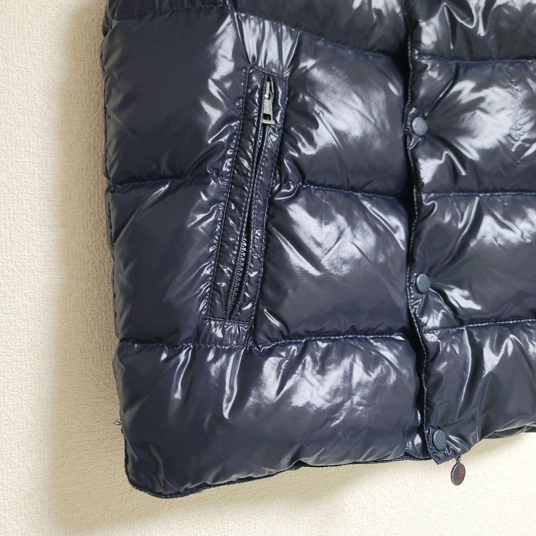 美品✨モンクレール ダウンベスト TIB ネイビー ロゴワッペン シャイニー