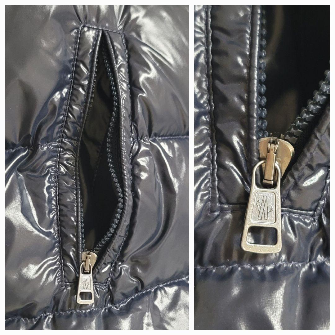 美品✨モンクレール ダウンベスト TIB ネイビー ロゴワッペン シャイニー
