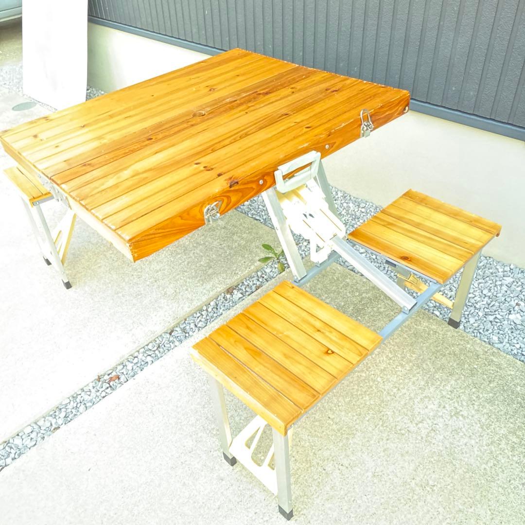 アウトドア テーブルチェアセット 木製