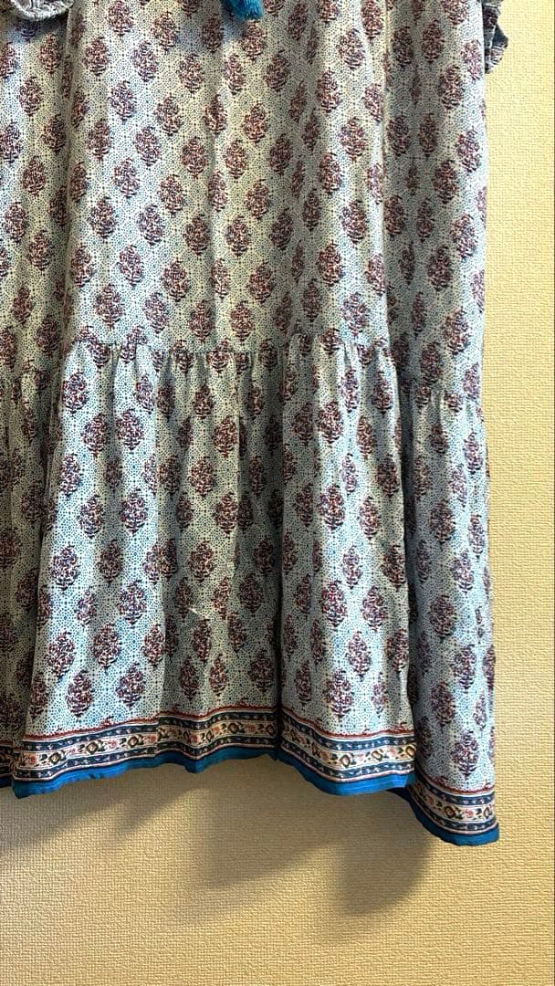 moondmoon2　フェリシモ　 インドのハンドスクリーンプリント　青