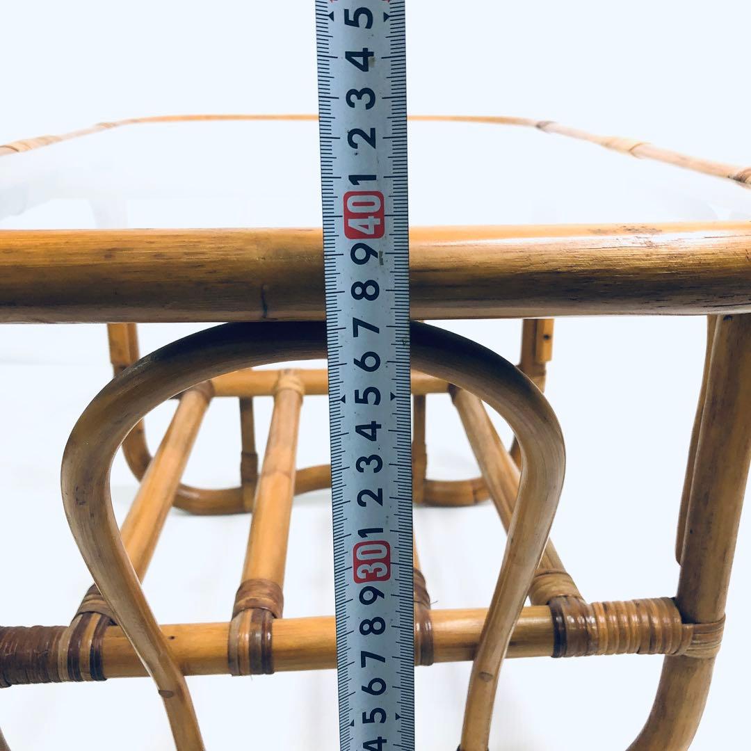 【送料無料】モダンアジアン　ラタン　ガラストップ　ローテーブル