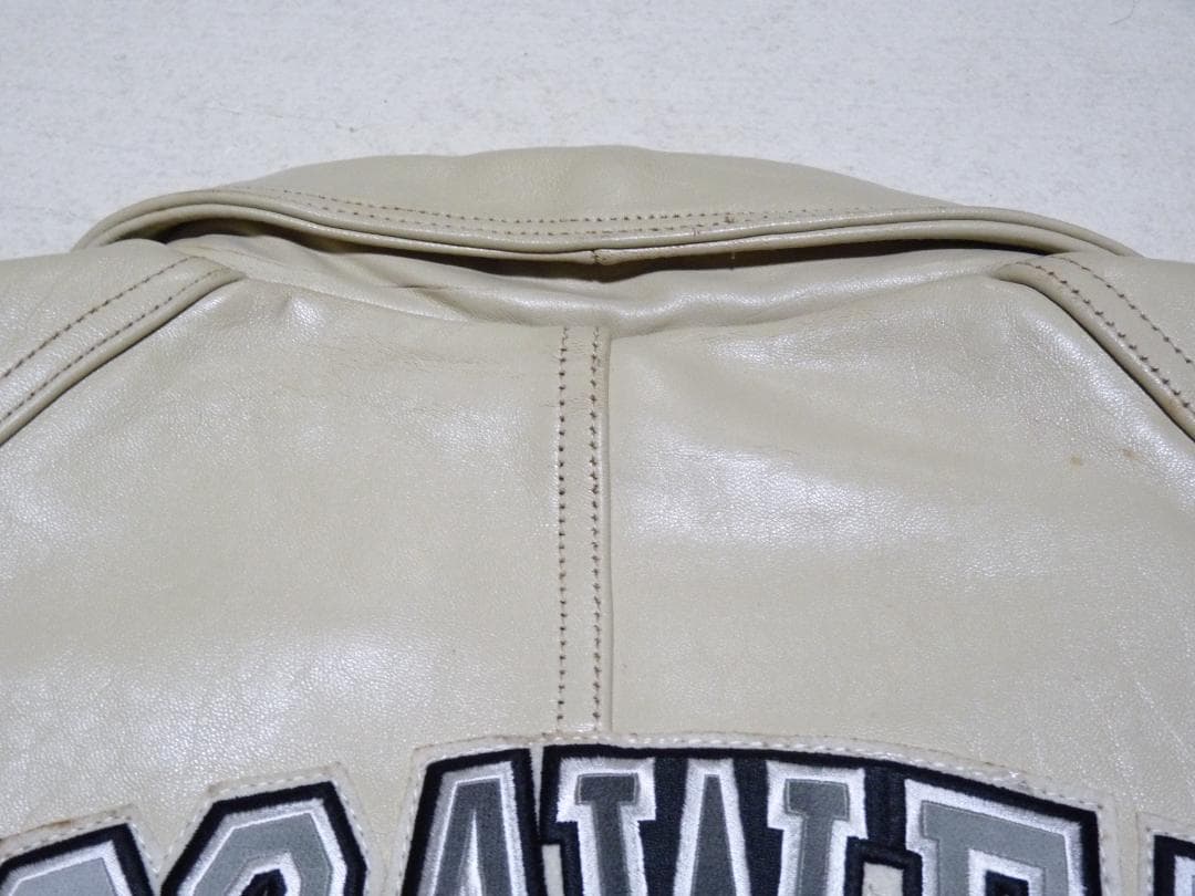 メルオジ　ロカウェア　本革　レザージャケット　クリーム　3XL