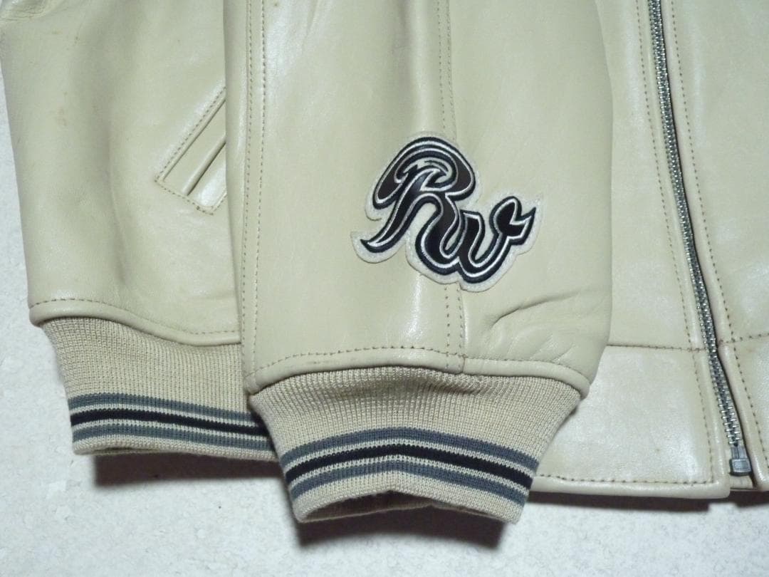 メルオジ　ロカウェア　本革　レザージャケット　クリーム　3XL