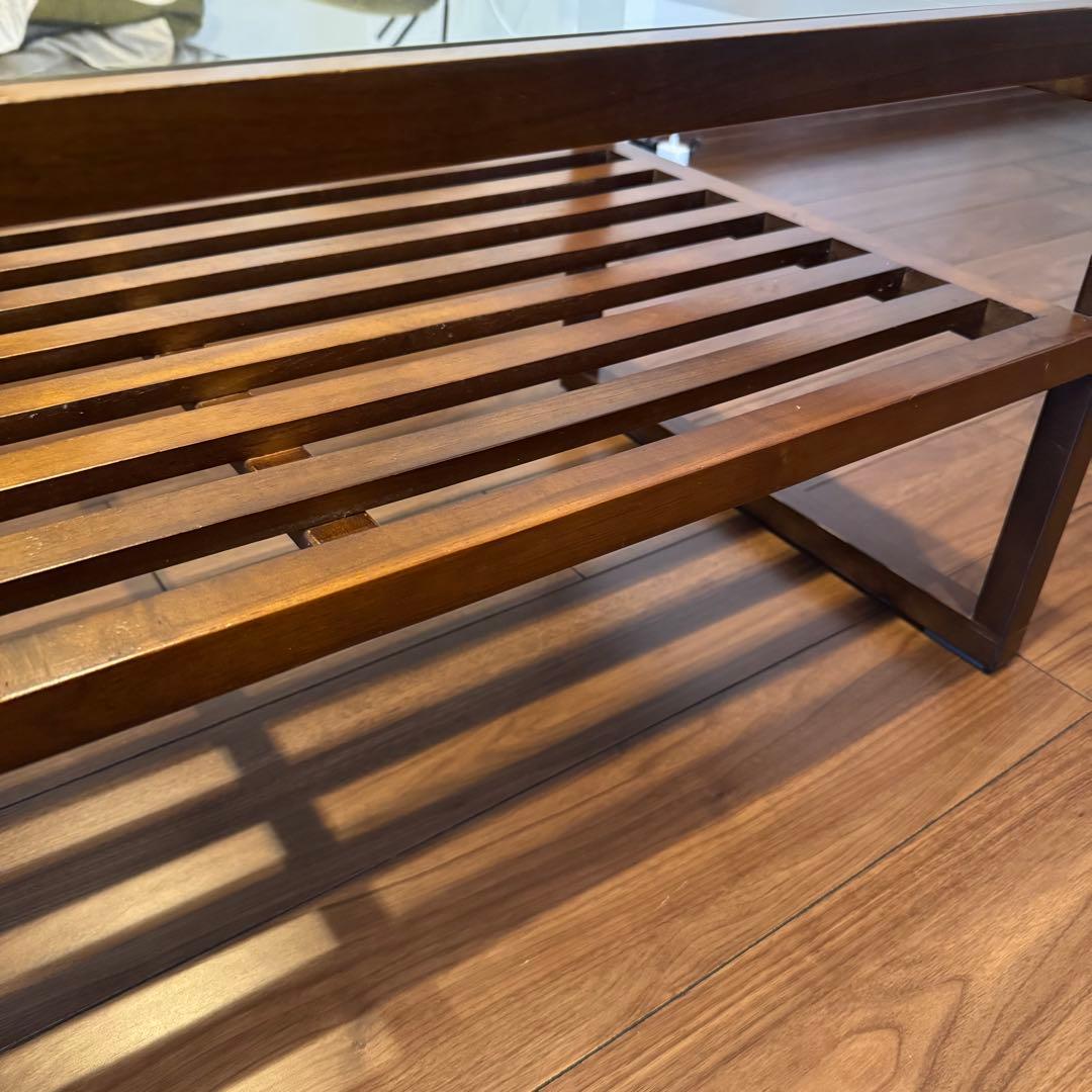 スラットデザイン ガラストップテーブル