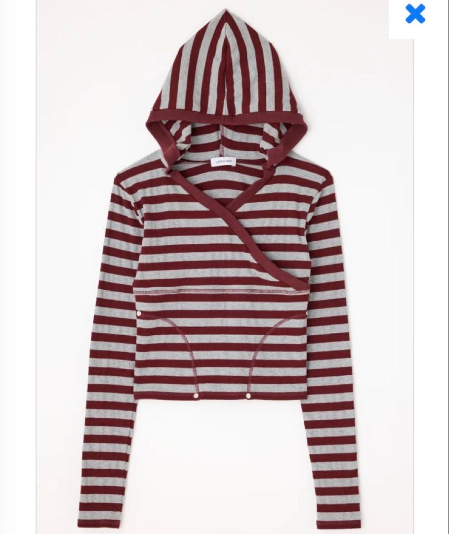 新品未使用LAGUA GEM FRONT CROSS BORDERフーディ赤