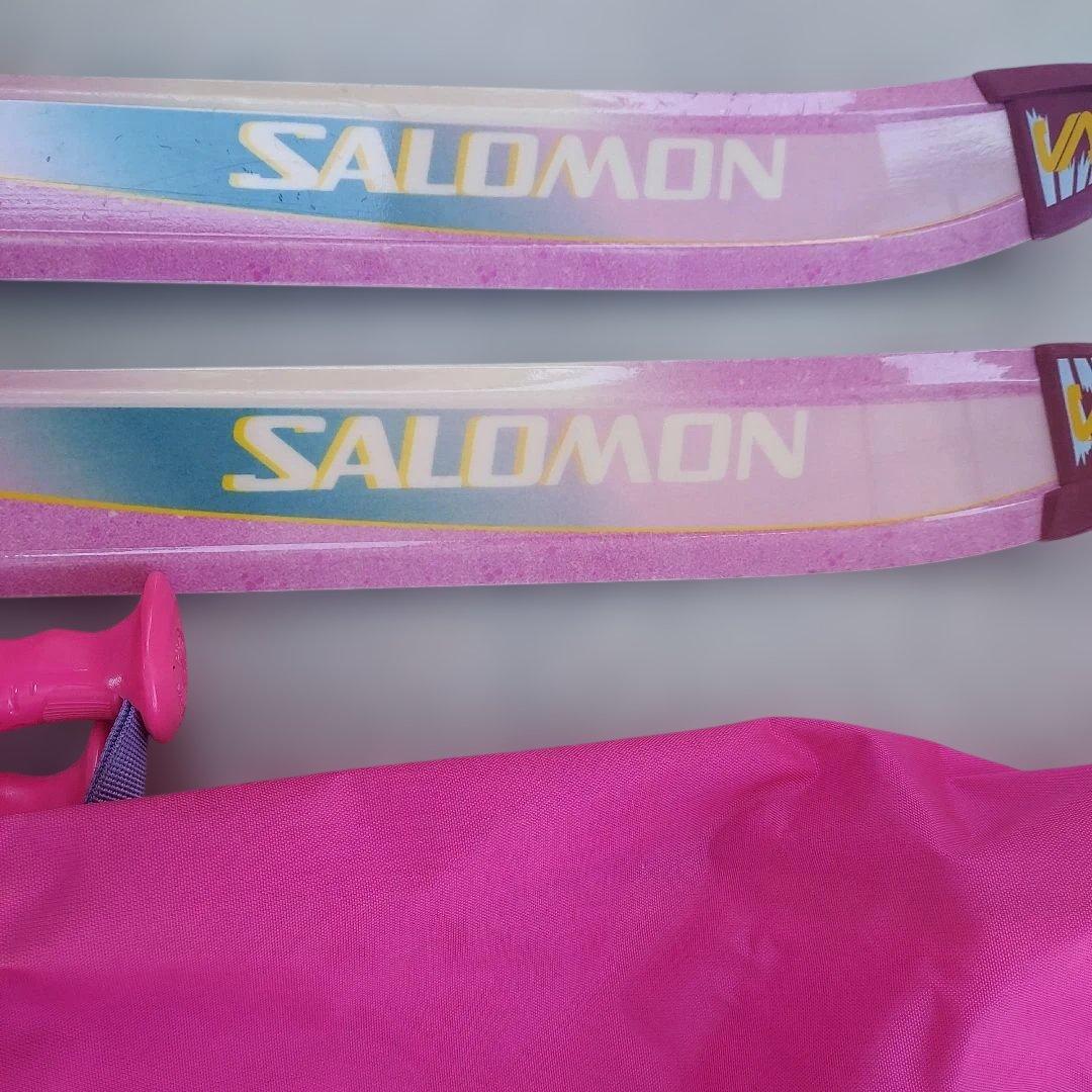 Salomon スキー板セット ピンク　ストックやケース付き