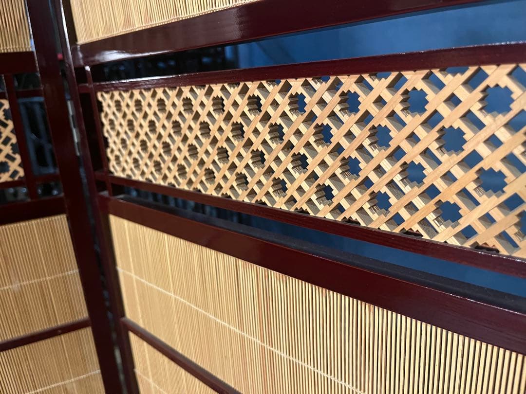 ☆Hannah☆＊竹細工 衝立 4連 パーテーション 和風 モダン間仕切り