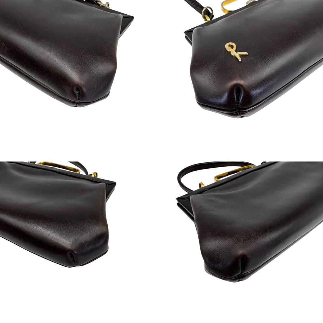 美品 ロベルタディカメリーノ ショルダーバッグ がま口 ロゴ金具 レザー