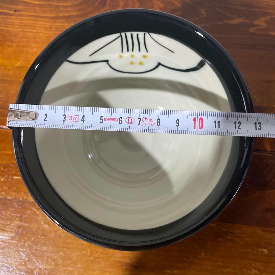 【新品・未使用】美濃焼 天狗窯 高台丼 椿 黒 大小ペア 和モダン 中鉢 大鉢