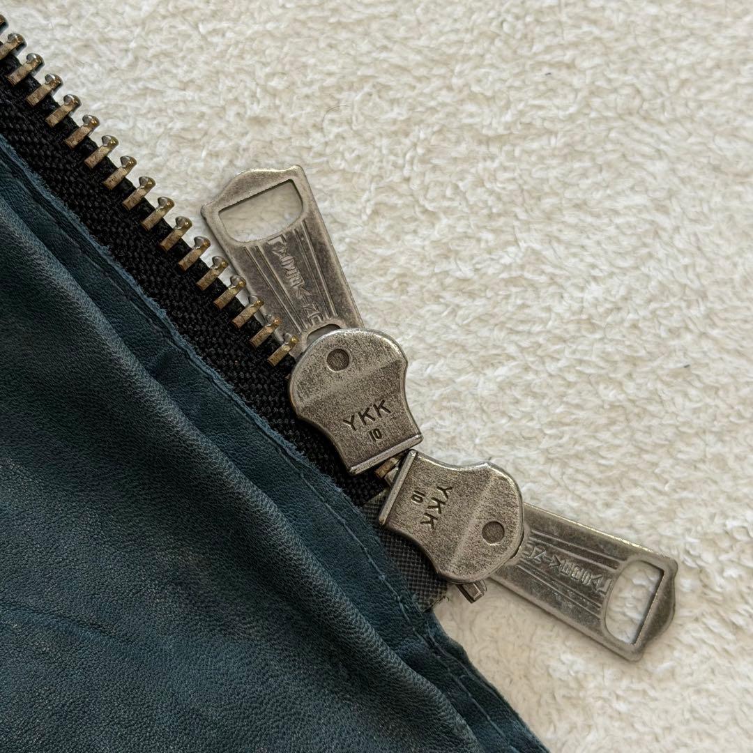 トルネードマート　レザージャケット　羊革　Y2K　ヴィンテージ加工　グリーン　L