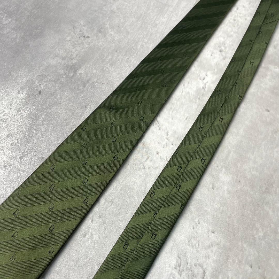 美品 Christian Dior トロッター柄 ストライプ ソリッド ネクタイ