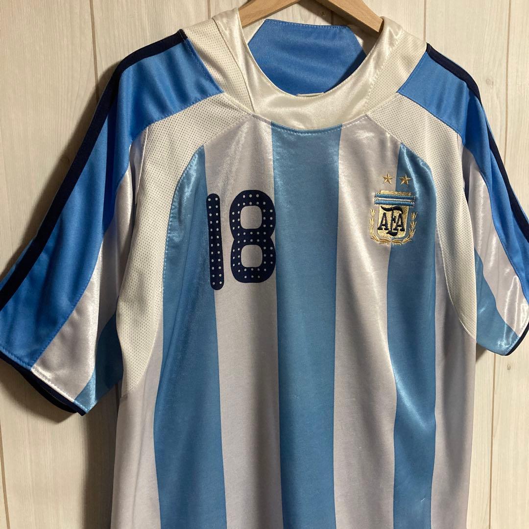 希少00sアルゼンチン代表リオネル・メッシ18番サッカーユニフォームゲームシャツ