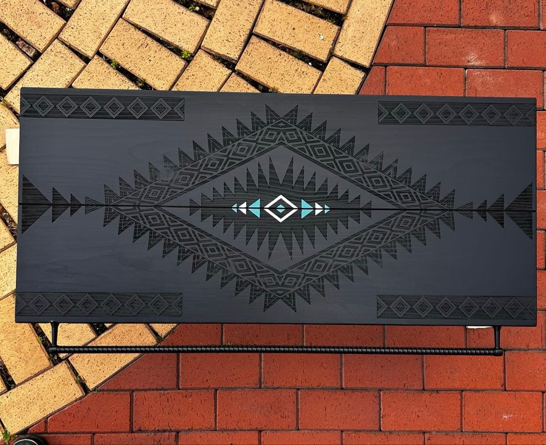 No.575 アイアンローテーブル オルテガテーブル　ネイティブ柄