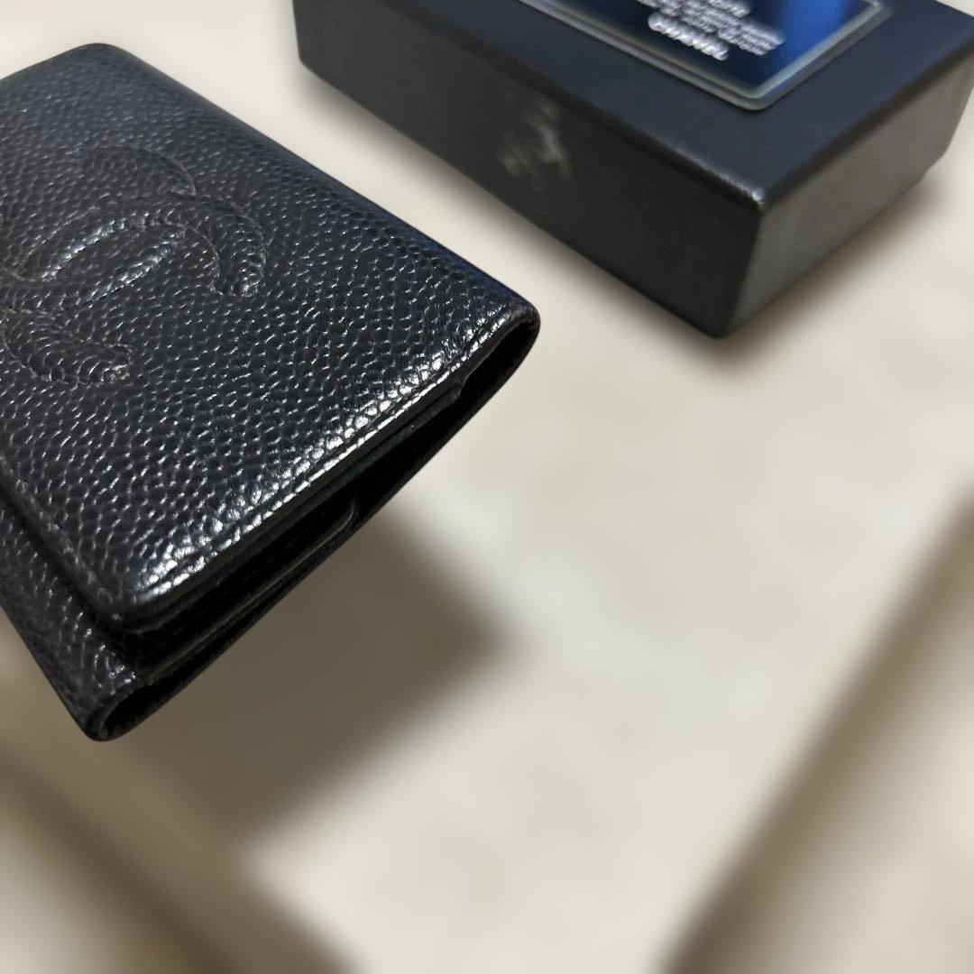 シャネル　キャビアスキン6連 キーケース　ブラック