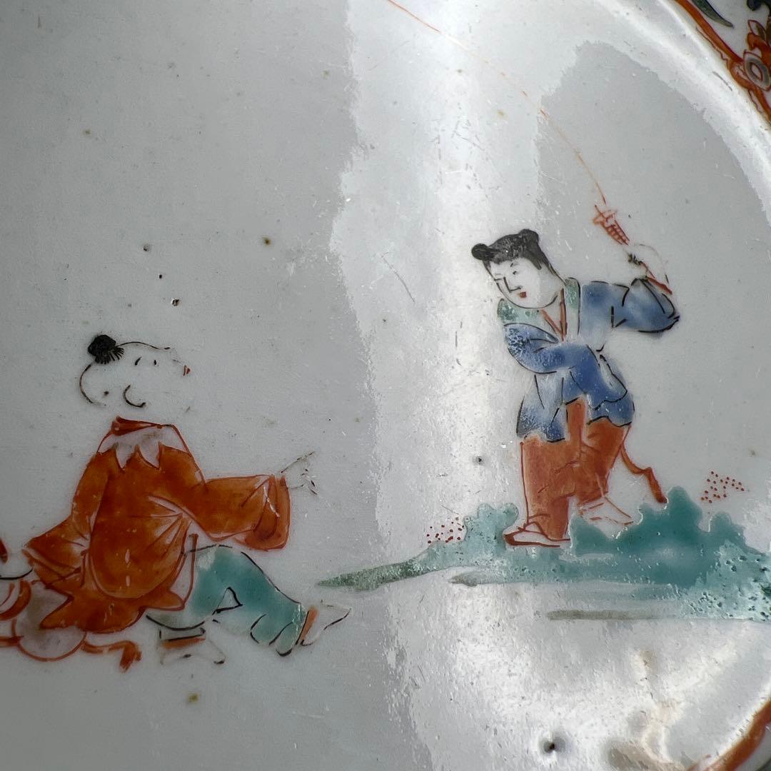 江戸初期〜中期　柿右衛門人物画　直径14.8㎝　東Y8-0216②大