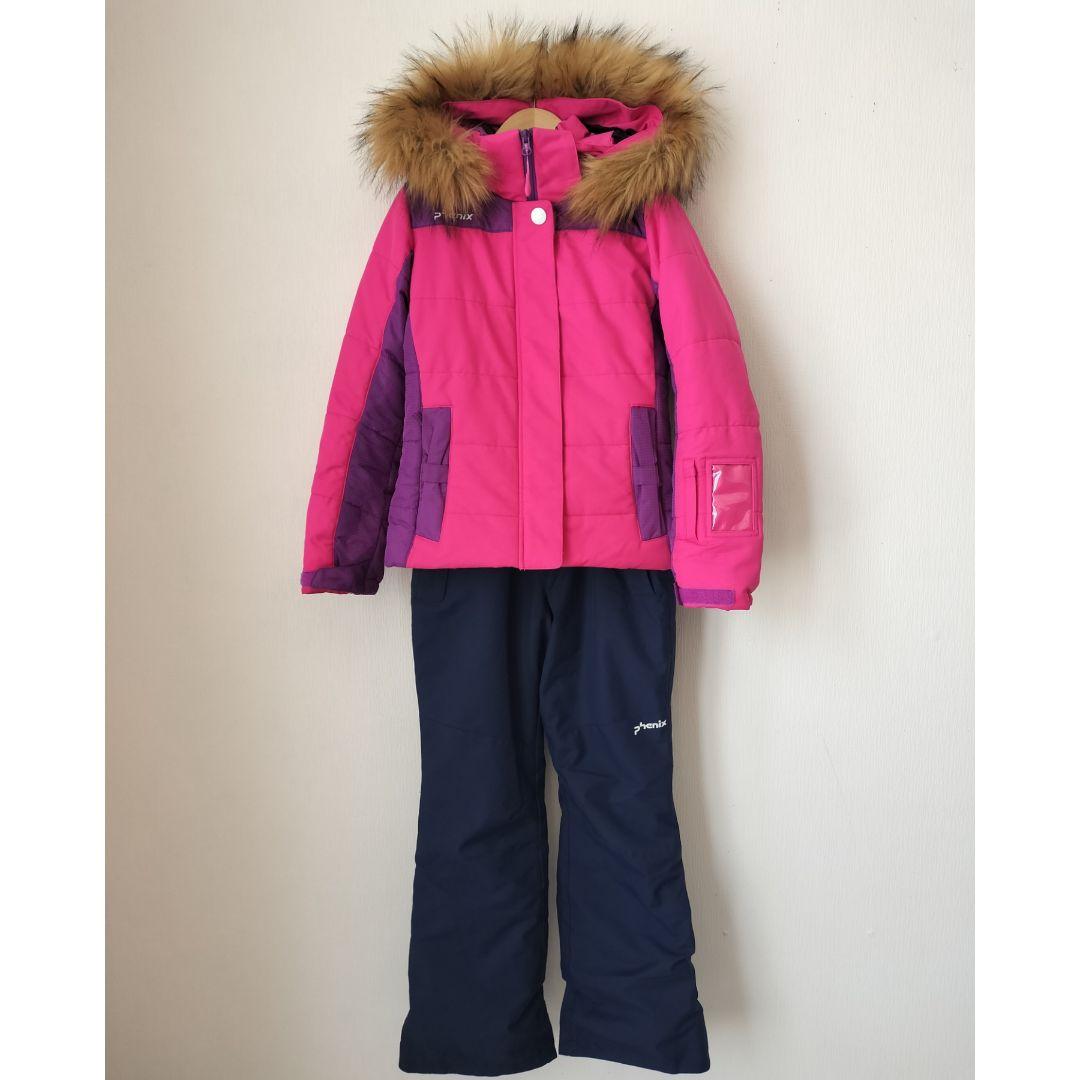 【美品】Phenix スキーウェア 女の子140 130上下 ファー ピンク紺