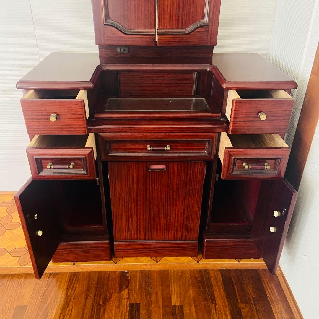 【三面鏡】ドレッサー 椅子付き 紫檀 レトロ