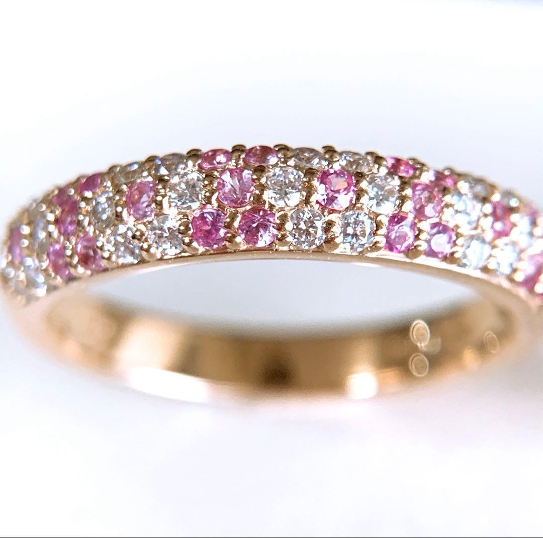 美品✨ポンテヴェキオ❗️13号✨k18PGピンクサファイアダイヤパヴェリング
