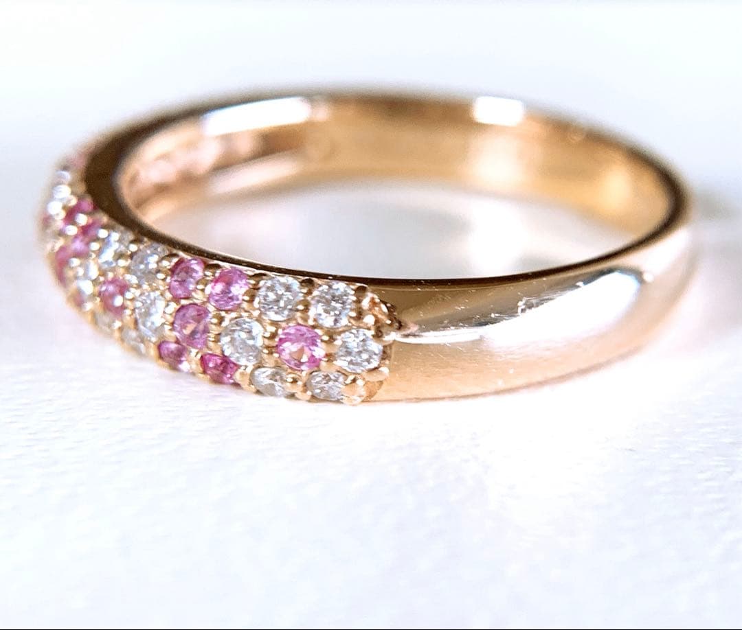 美品✨ポンテヴェキオ❗️13号✨k18PGピンクサファイアダイヤパヴェリング