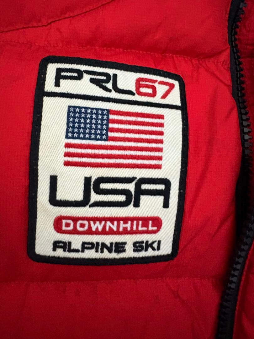 【ポロバイラルフローレン】ビッグポニー 国旗 ダウンベスト 確実正規品