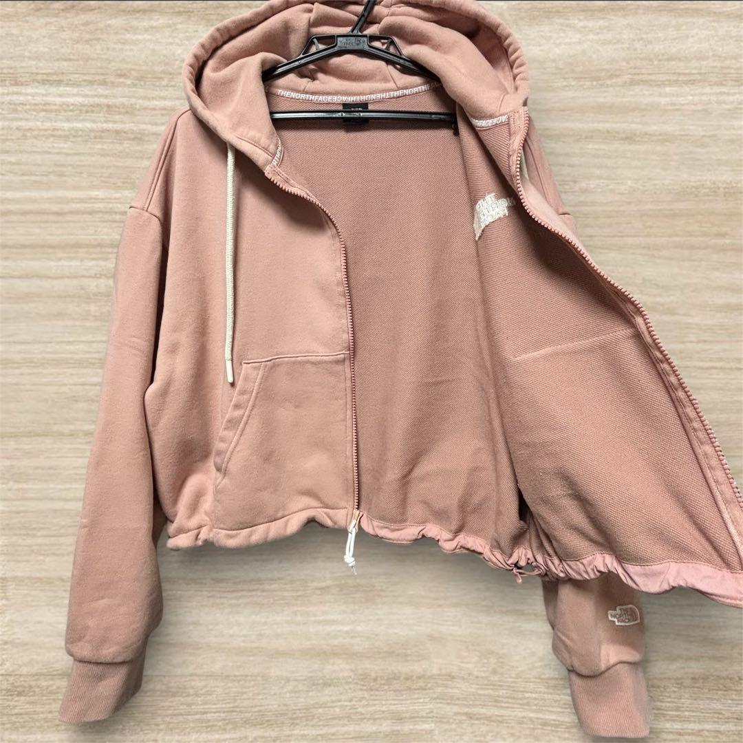 極美品 韓国限定 ノースフェイス パーカー ショート丈 ピンク XL