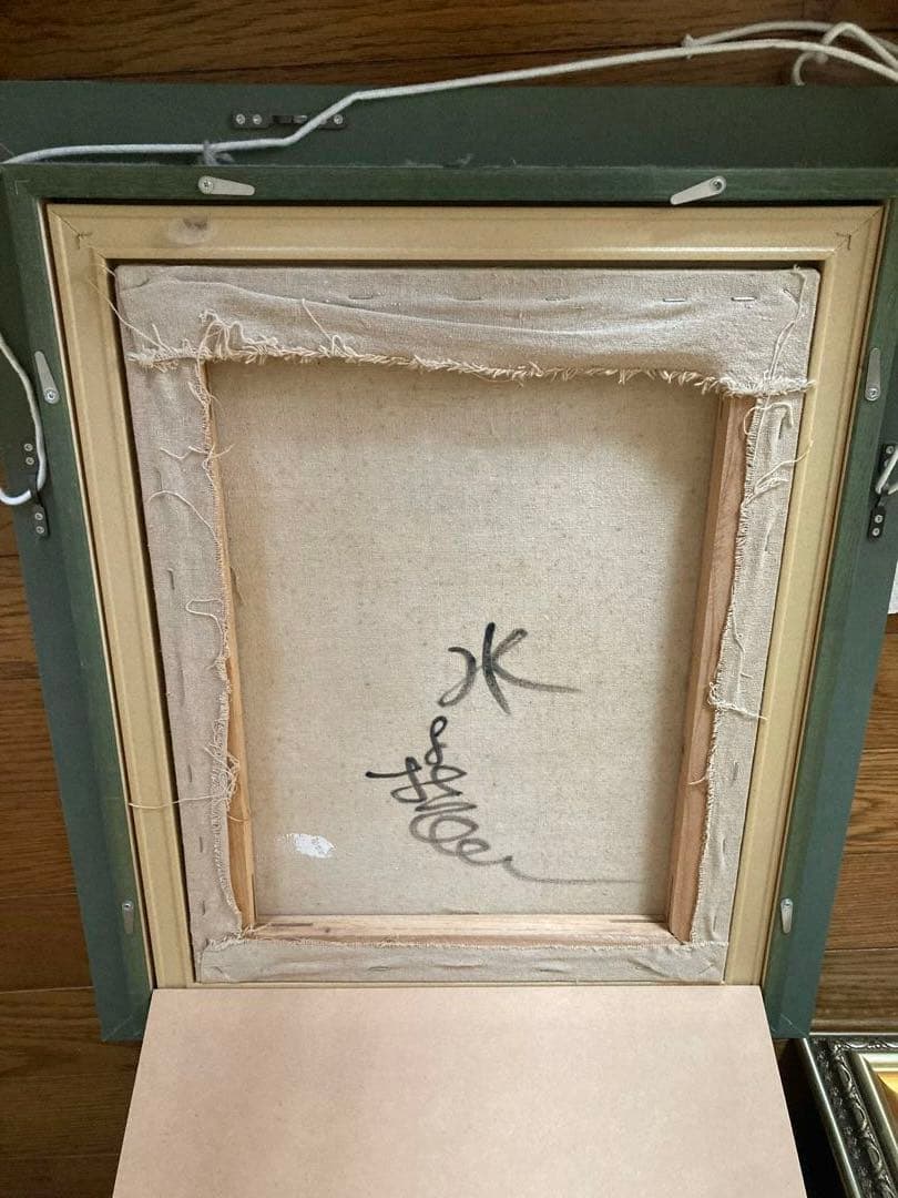 人物画　油絵　水森亜土　額付き　手描き　肉筆