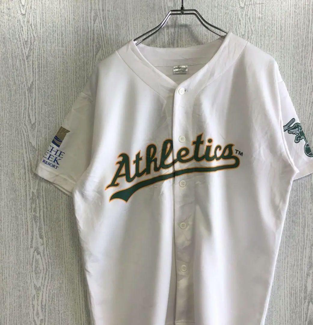 MLB☆メジャー　アスレチックス　プリントロゴ　半袖　シャツ　ユニフォーム　XL