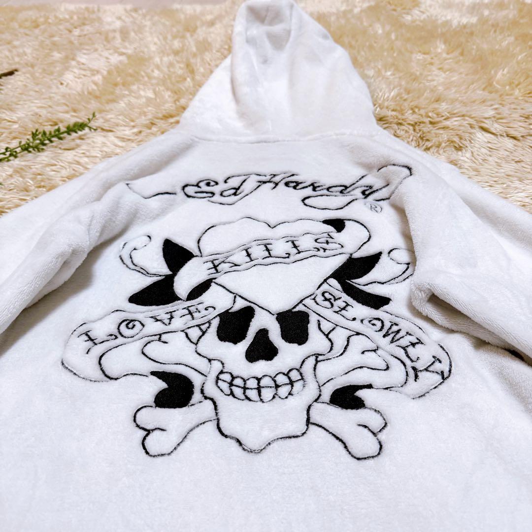 【1回のみ使用】Ed Hardy エドハーディー　ボアパーカー　フルジップ　M