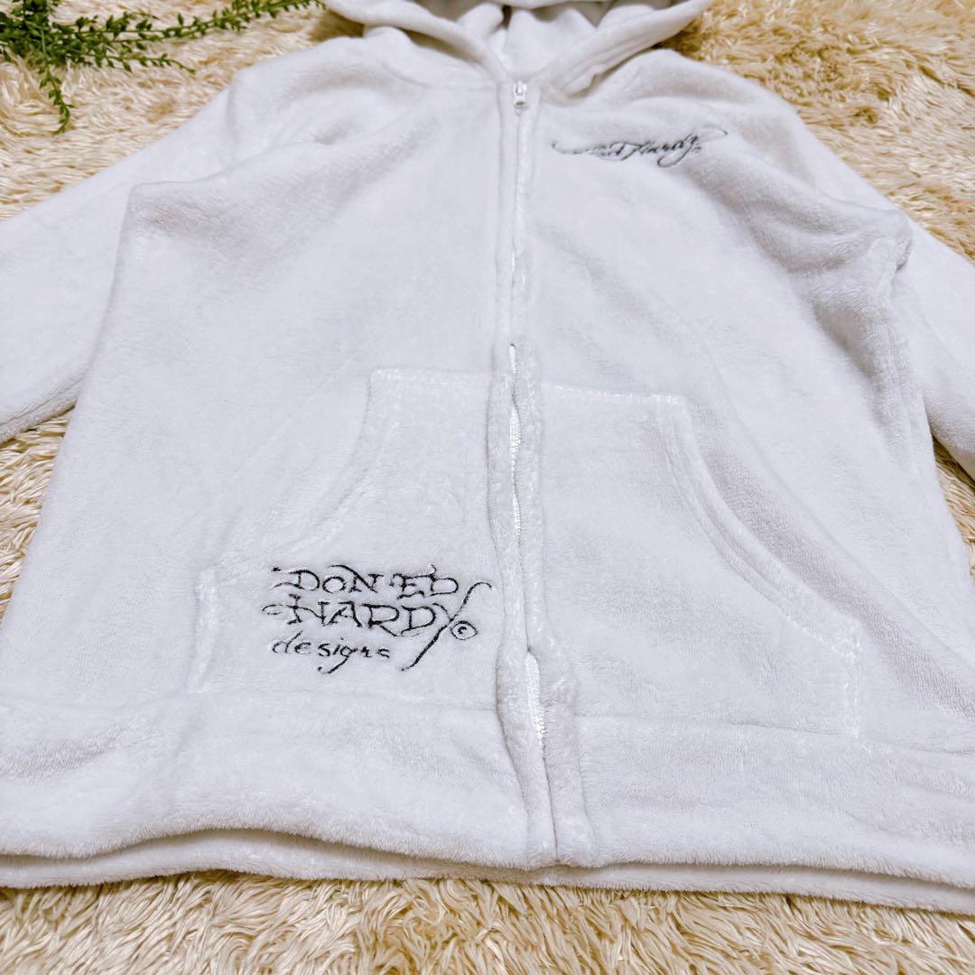 【1回のみ使用】Ed Hardy エドハーディー　ボアパーカー　フルジップ　M