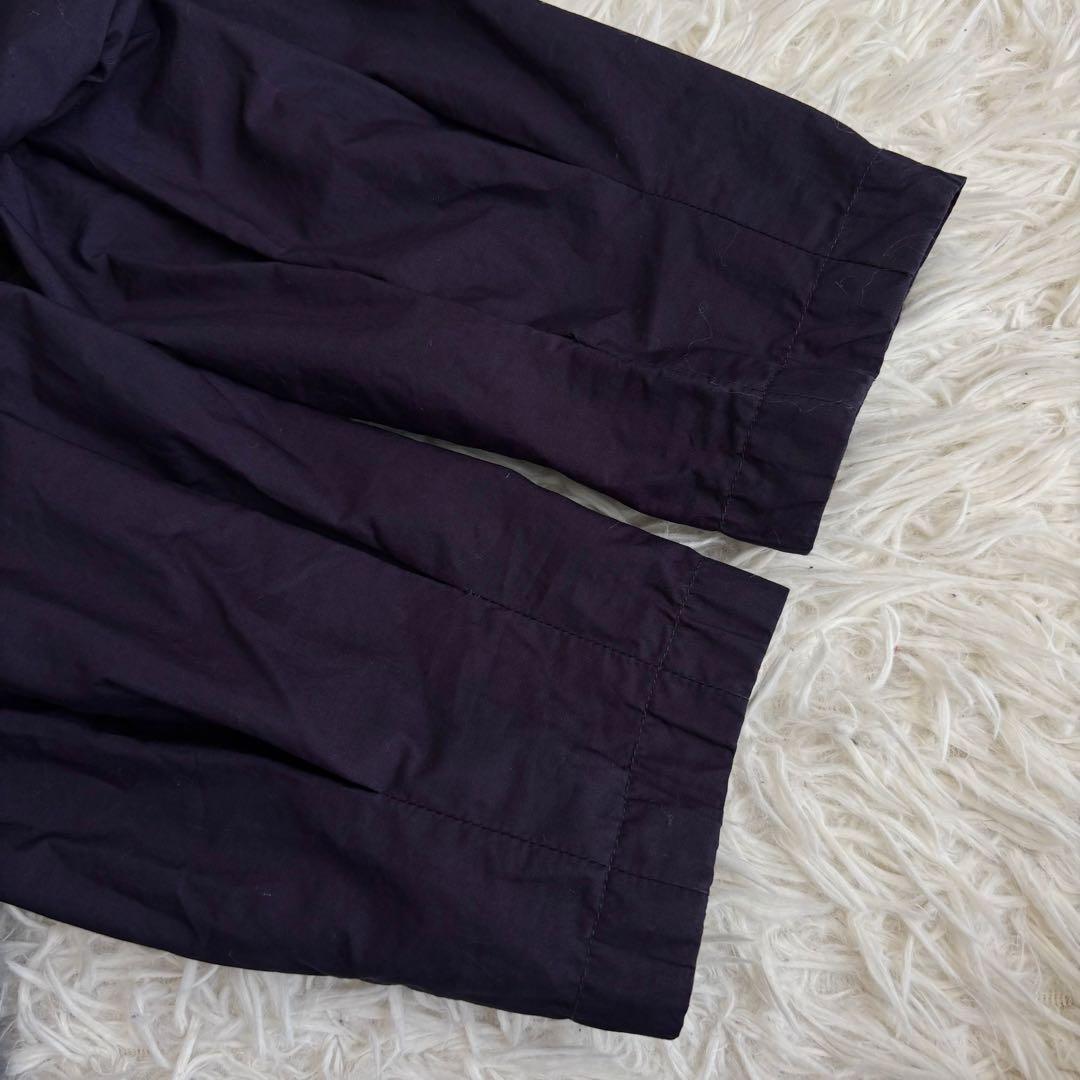 美品 2024 ヌキテパ コットンポプリンウェーブタックドレス M ネイビー