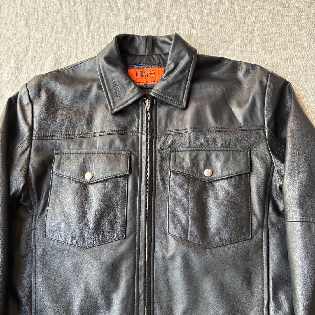 universal overall レザー トラッカージャケット 羊革 ブラック