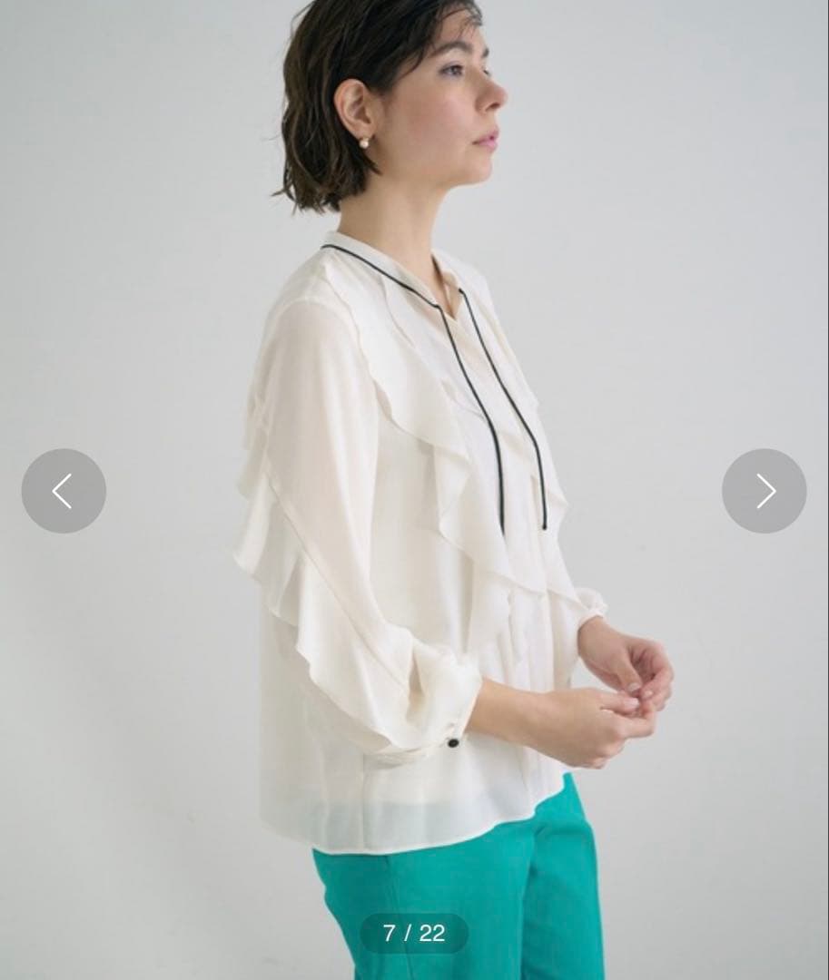 ANAYI　アナイ　ジョーゼットラッフルバイカラー　ブラウス