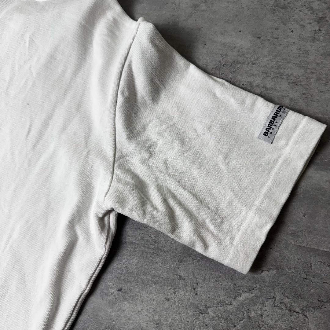 カナダ製 BARBARIAN バーバリアン バンドカラー ラガーシャツ L 白