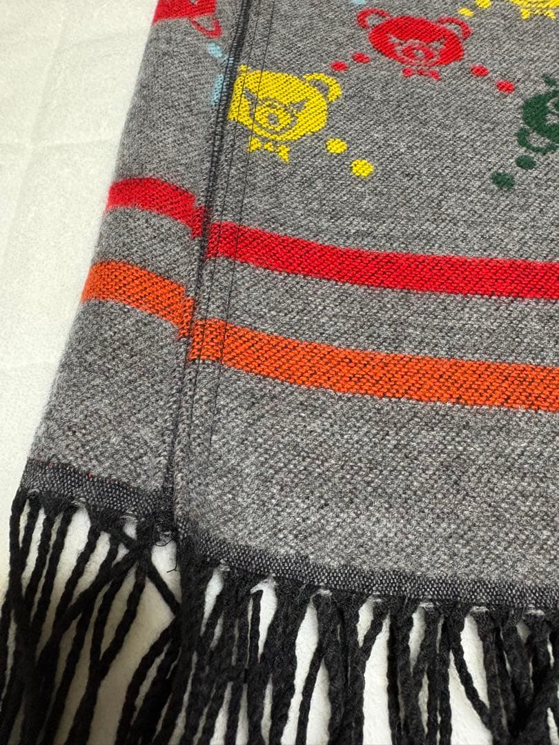 【ヒステリックグラマー】クマ模様フリンジ付きポンチョストール