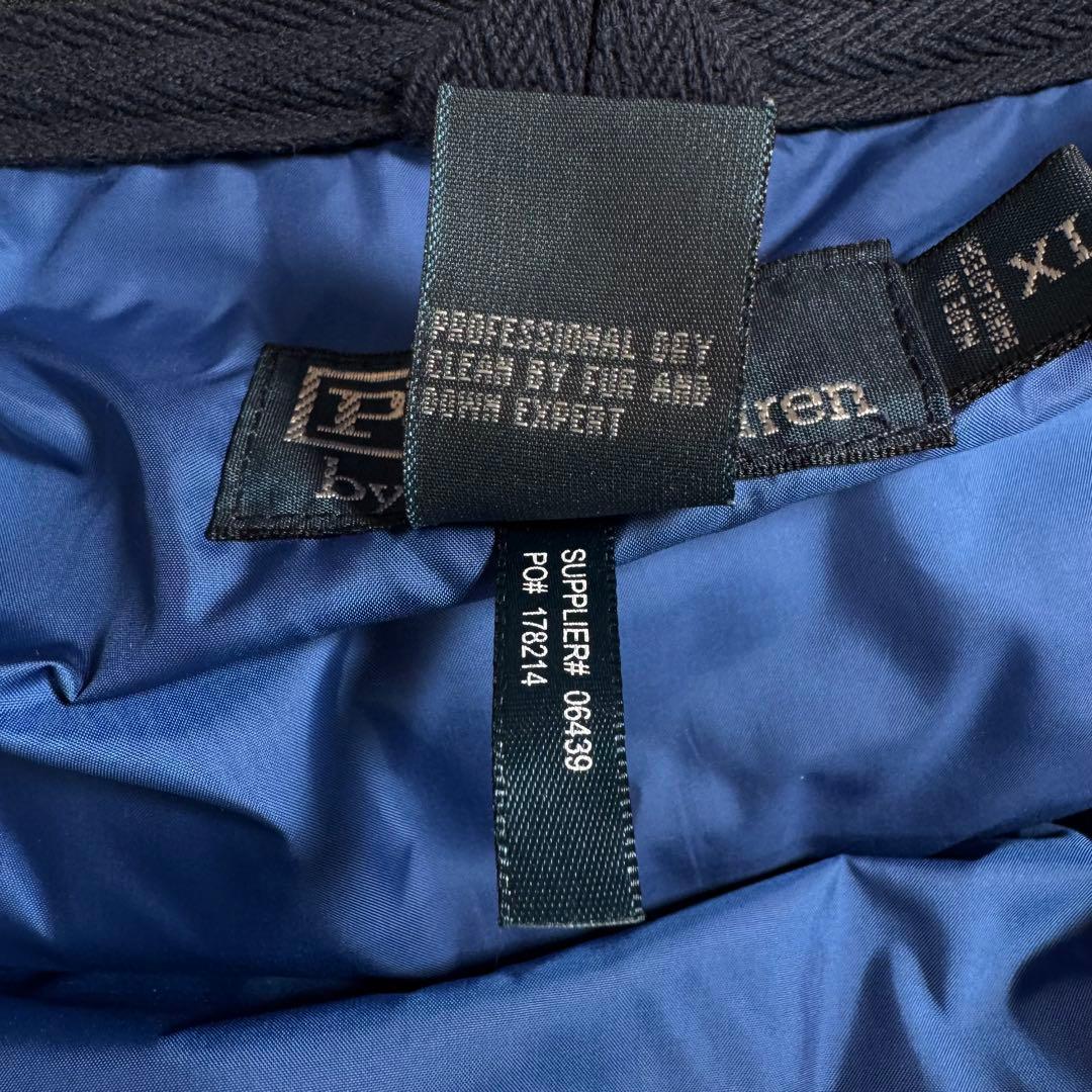 90's XL ダウンベスト ポロバイラルフローレン ネイビー ロゴ刺繍