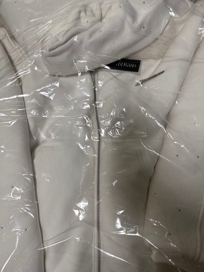 トップス andwang Kirakira 2way fur zip up white