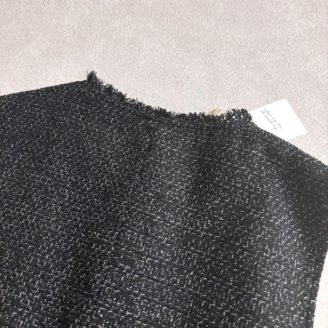 ⭐︎ 新品タグ付Rananラナン ツイードベスト ジレ 黒 ペプラム M