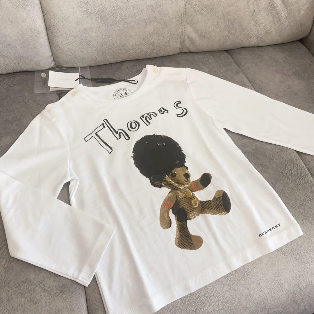 ラスト１【新品】BURBERRY トーマスベア 長袖 Tシャツ 白 ２才 ロンT
