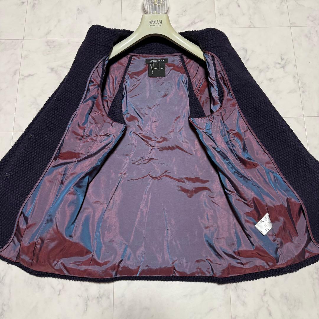 シビラ ポンチョ ケープ コート アウター フレア袖 ワッフル素材 パープル M