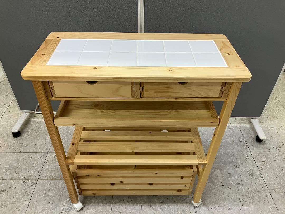 LOWYA キッチンワゴン キャスター付き ナチュラル