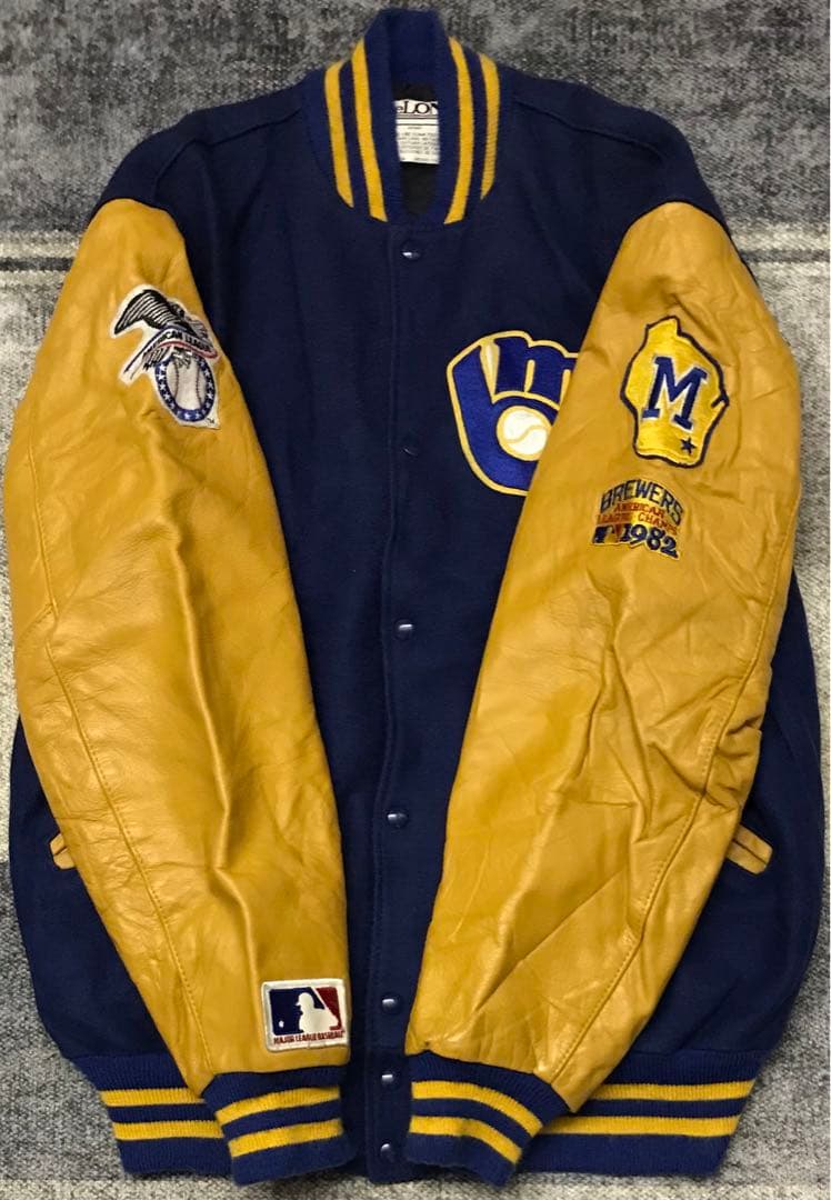 超レア 1982年製 US製 AL期 DeLONG ブリュワーズ 袖革スタジャン