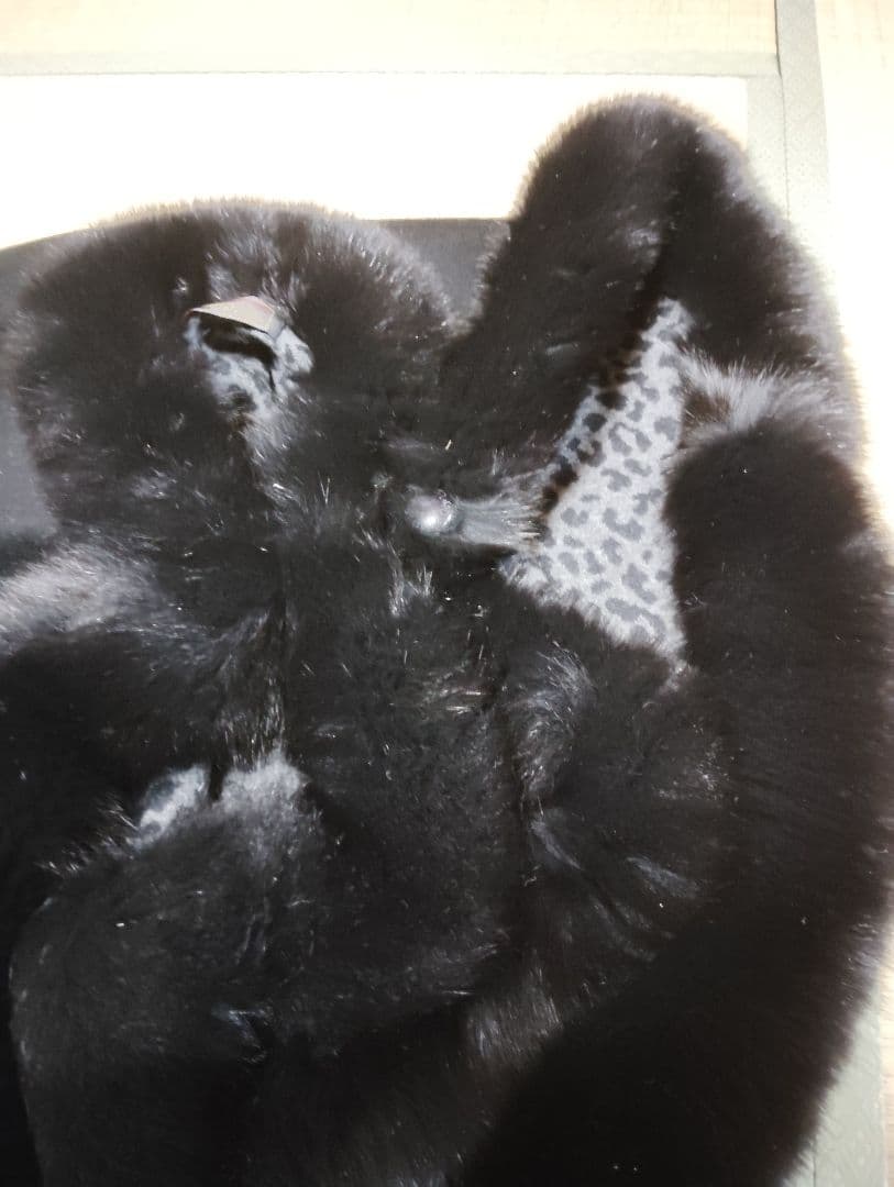 カシミヤケープコート ファー付きヒョウ柄のリバーシブル