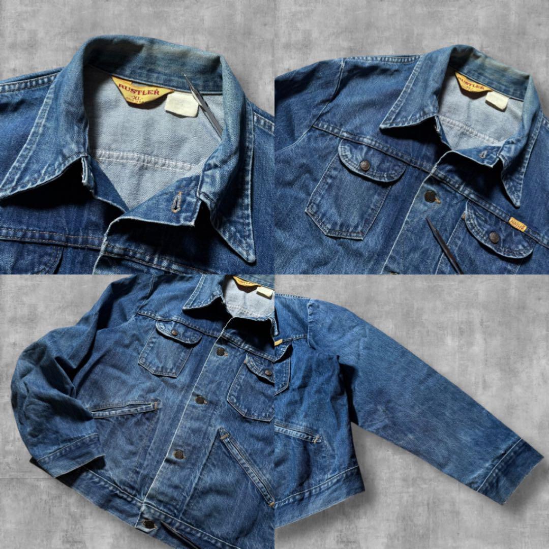 歩く熊2640 古着80年代USA製ラスラーデニムジャケット短丈トラッカー