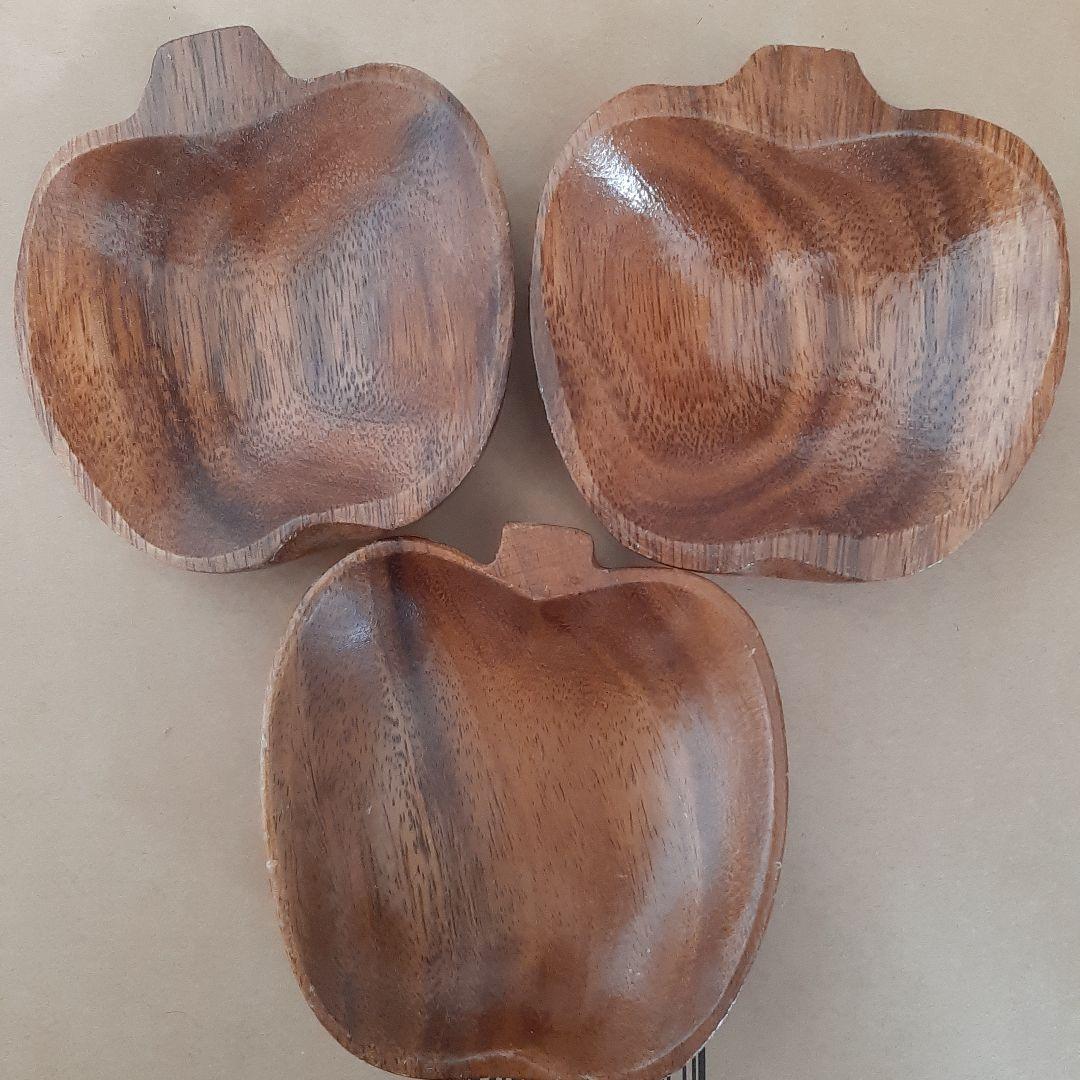 【希少・証書付】屋久杉 りんご型 小鉢・銘々皿 6点セット（やや傷あり）