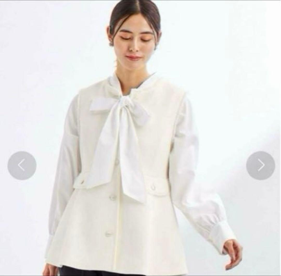 green label relaxing バスケットペプラムジレ　ホワイト