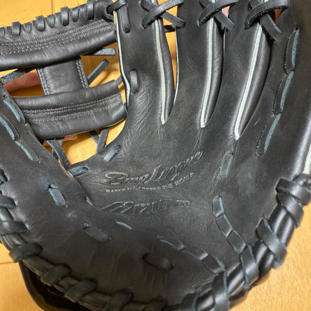 Mizuno 軟式グローブ 黒 白ストライプ