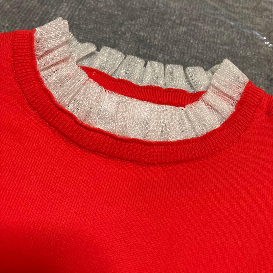 新品未使用　31900円の品　archivio 赤 フリル付きニットベスト