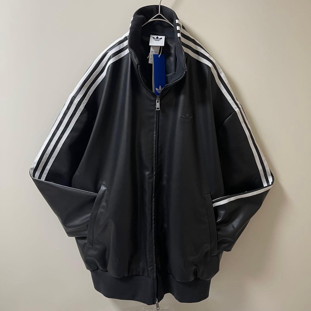 新品4XL】窪塚洋介 アディダス フェイクレザージャケットトップ プレザー3S黒