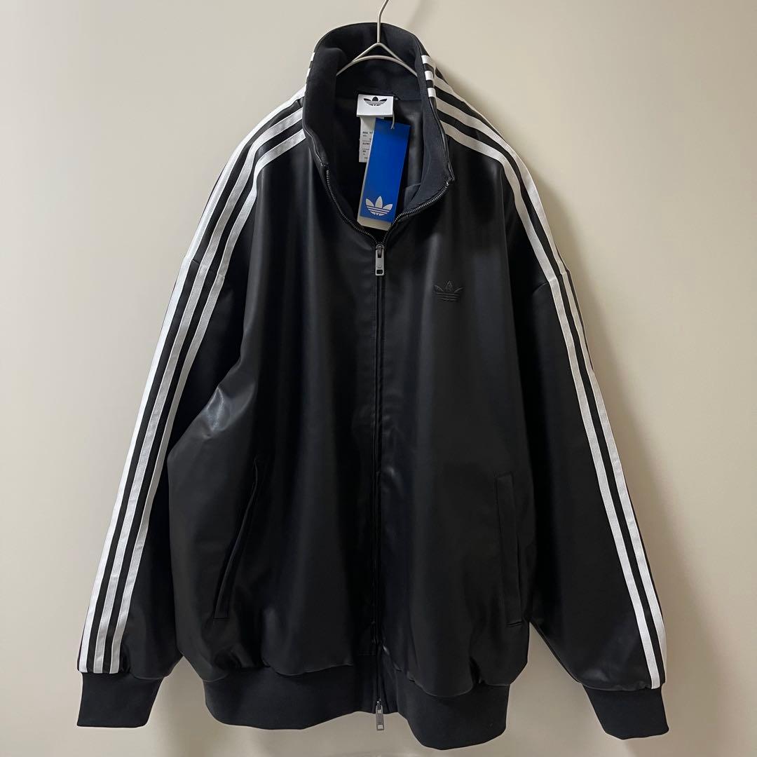 新品4XL】窪塚洋介 アディダス フェイクレザージャケットトップ プレザー3S黒