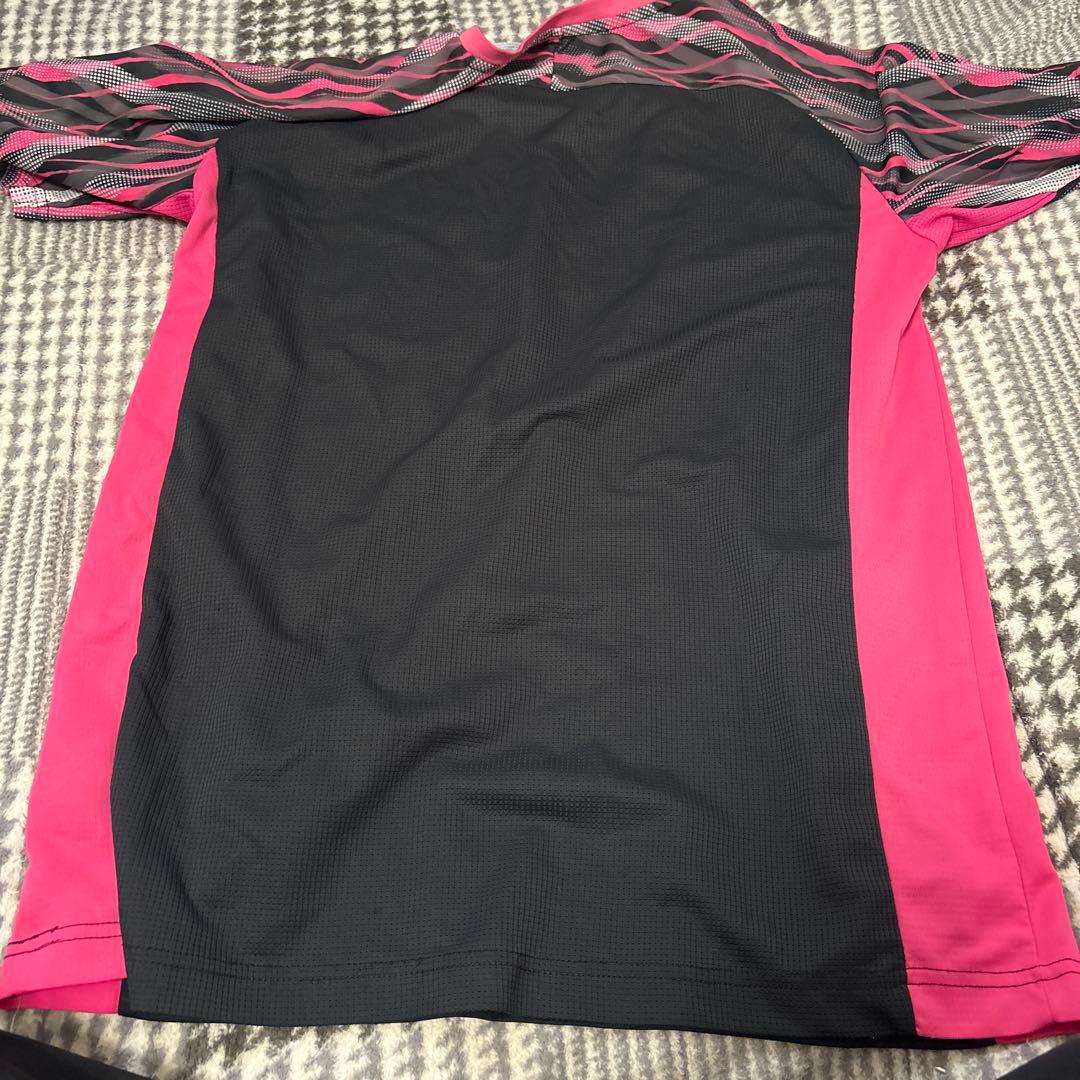 ピンクと黒の波模様 ゲームシャツセットアップLサイズ